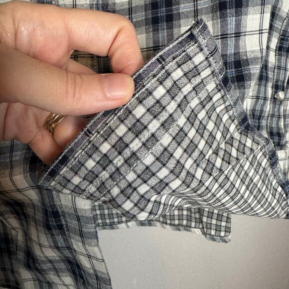 Even Tide Long Sleeve Button Up Shirt Black White Plaid NWT Size Large Tall - Picture 5 of 10